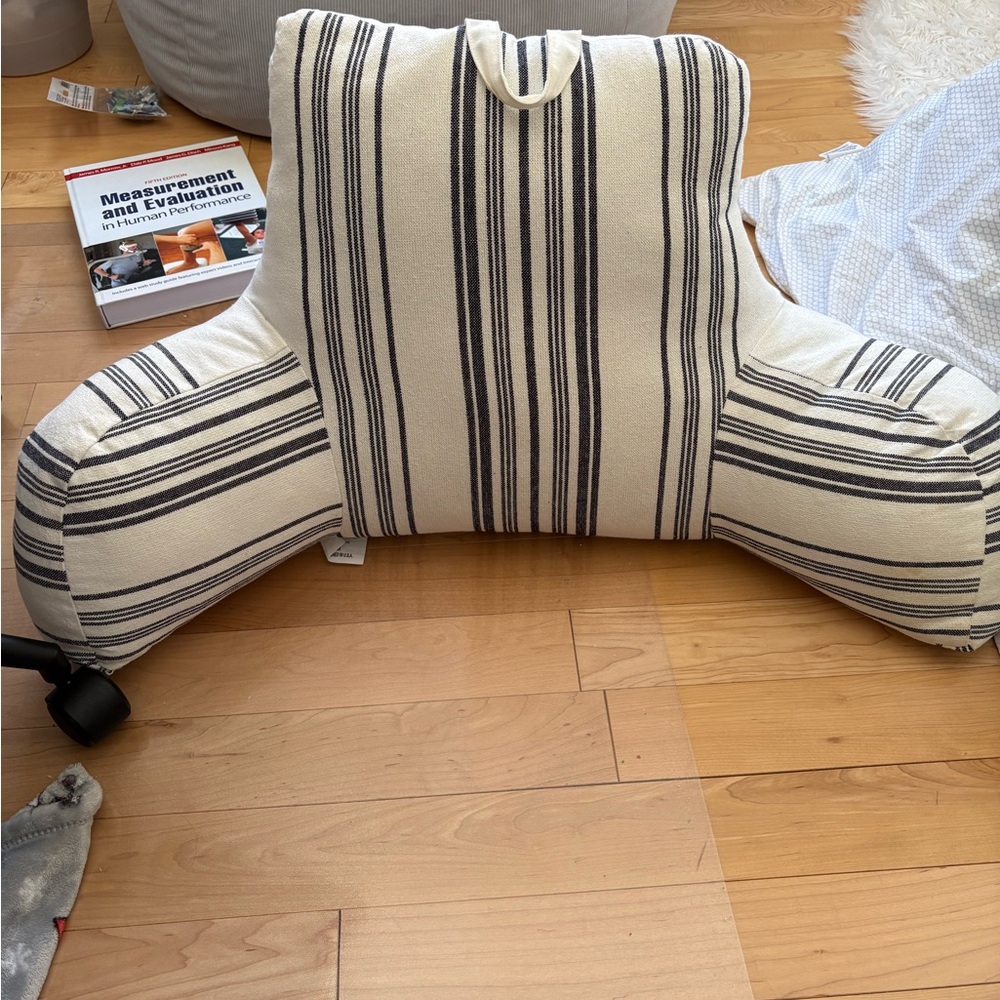 Reading Pillow Pastel Navy Blue and White Stripes Removable Cover